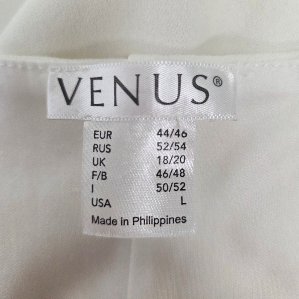 Venus White Cold Shoulder Bell Sleeve Button Detail Sheath Dress Large - Picture 6 of 8